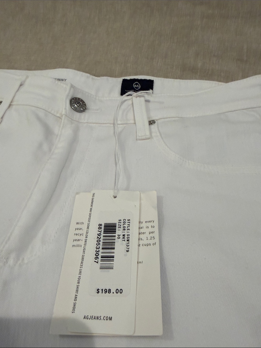 Ag Adriano Goldschmied Farrah Skinny High-Rise White Jeans